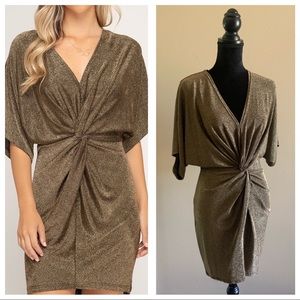 She + Sky Metallic Batwing Dress sz S NWT